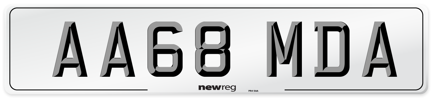 AA68 MDA Number Plate from New Reg